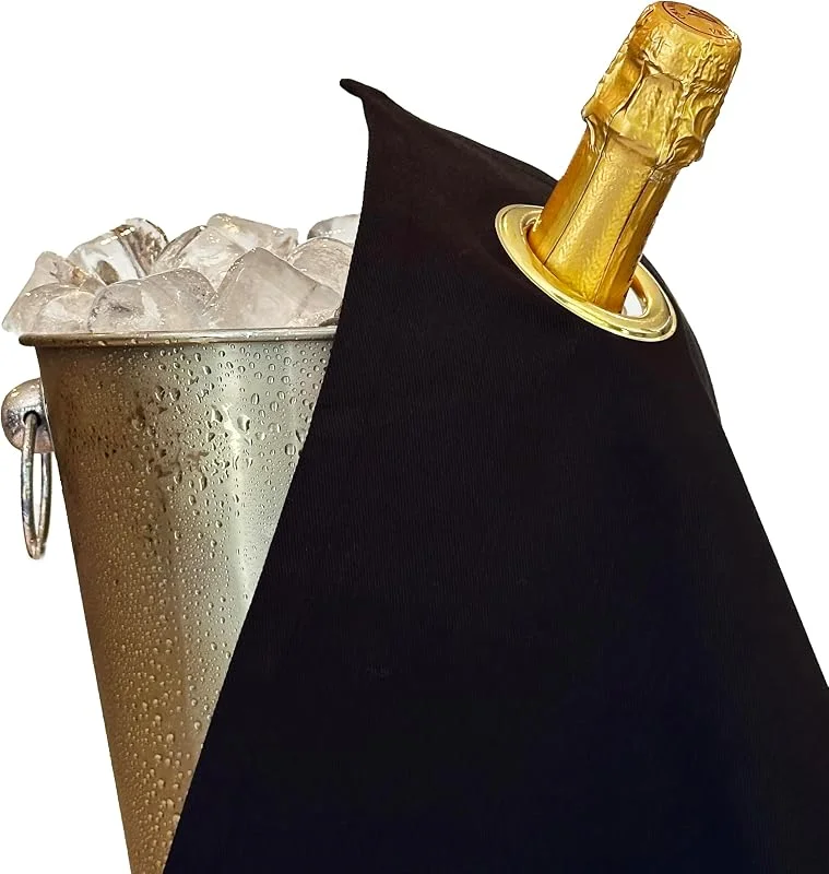 Marke: BOTTLECLOTHS Classic Bottle Cloth, 42 cm, Baumwolle, Ecken-Metallring (Schwarz mit Goldring, 1er-Pack) — Wein und Festtafel