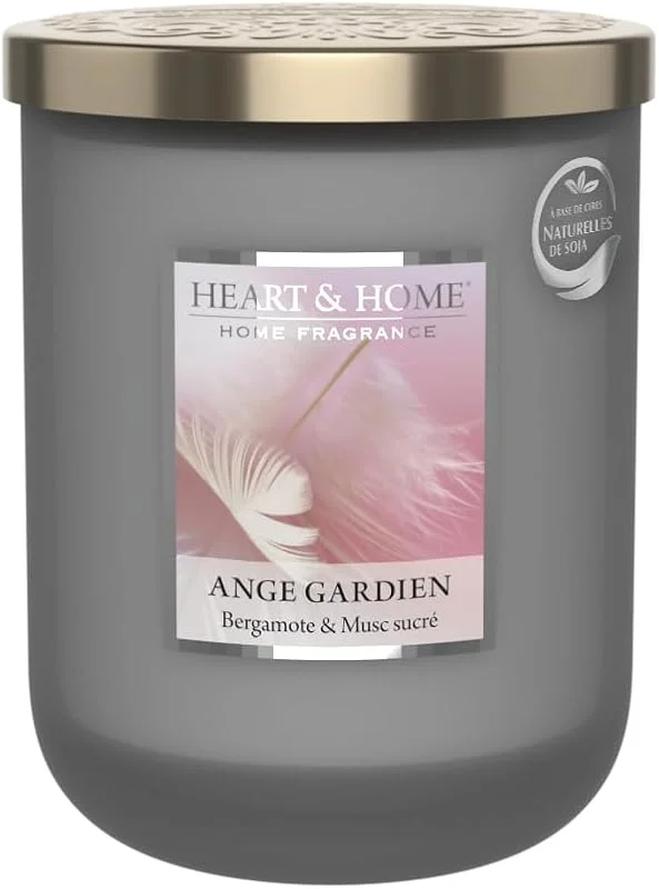 Marke: Heart and Home Heart & Home Kerze, groß, 340 g, Schutzengel - Duft: Bergamotte, Geranium, Weißes Patchouli — Kerzenlicht Abendessen
