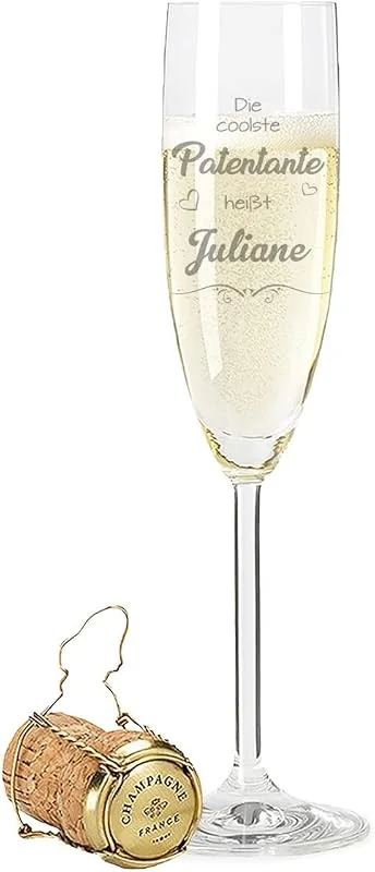 Besuche den GRAVURZEILE-Store GRAVURZEILE Sektglas mit Gravur - Die coolste Patentante - Personalisiert mit Namen - Geschenk für die beste Patentante - Geeignet für Champagner & Sekt - Geschenke für Sie & Ihn — Wein und Festtafel