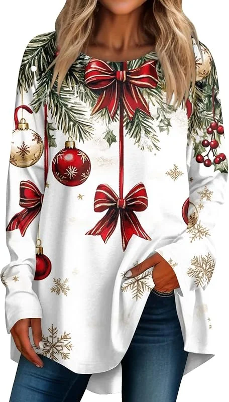 Marke: SCBFDI Pullover Weihnachten Damen Langarmshirt Christmas Festival Outfit — Weihnachtsmode