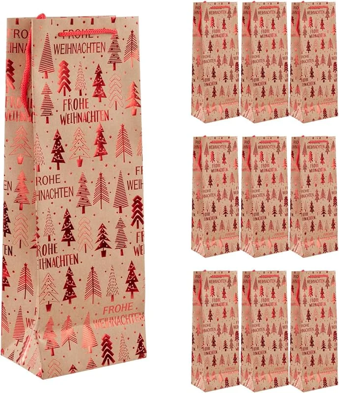 Besuche den Idena-Store Idena Flaschentaschen Tannenbaum, 10 Stück, 13 x 35 x 9 cm — Geschenkverpackung