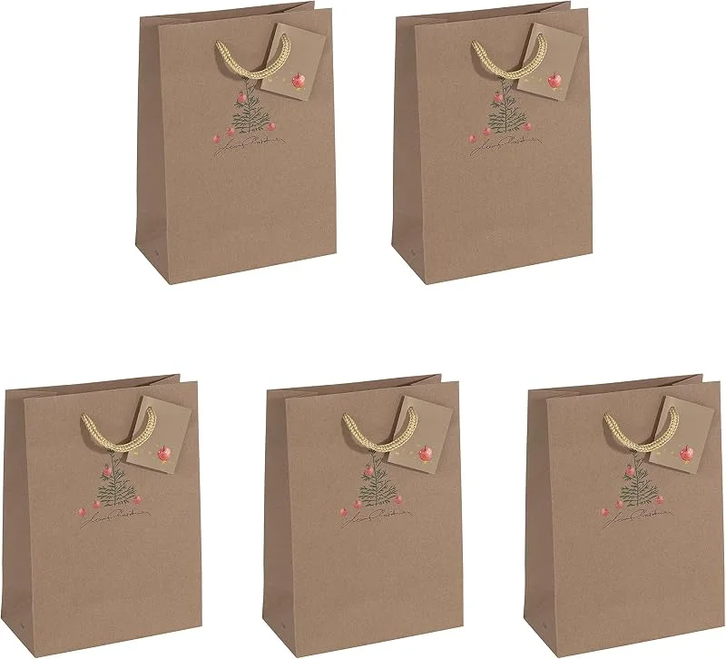 Besuche den Sigel-Store SIGEL Kraftpapier Geschenktüten Christmas with Apples 23 x 17 cm 5er Set — Geschenkverpackung