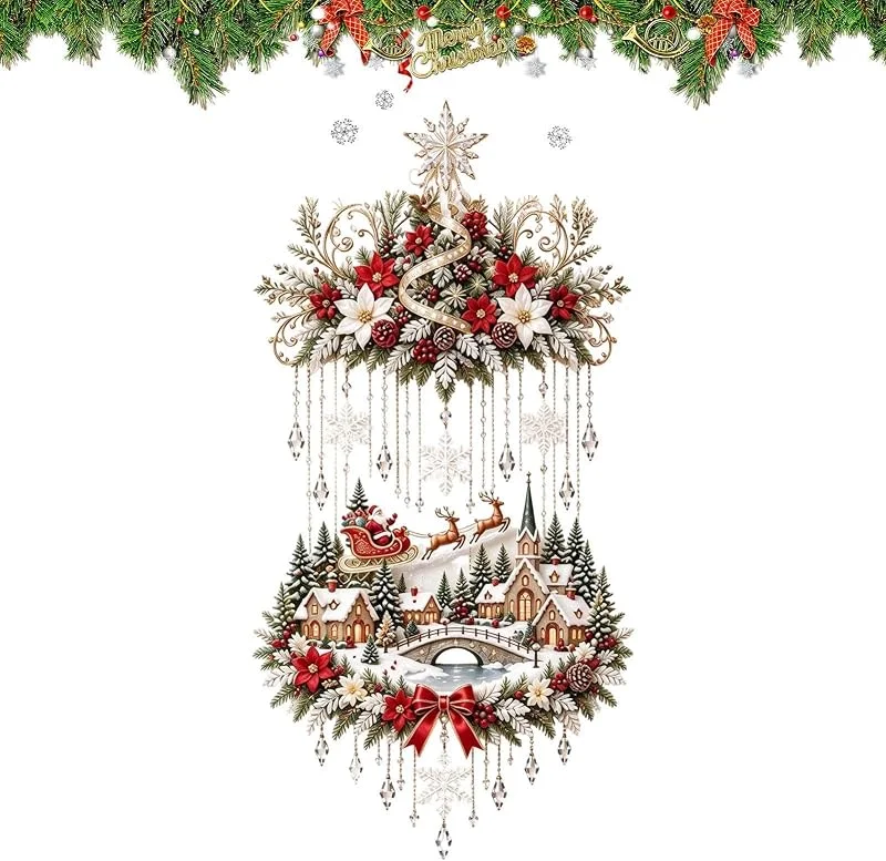 Marke: Generisch Beleuchteter Weihnachtsdorf-Wandbehang, 2D-Ornamente für den Innenbereich — Weihnachtsdeko
