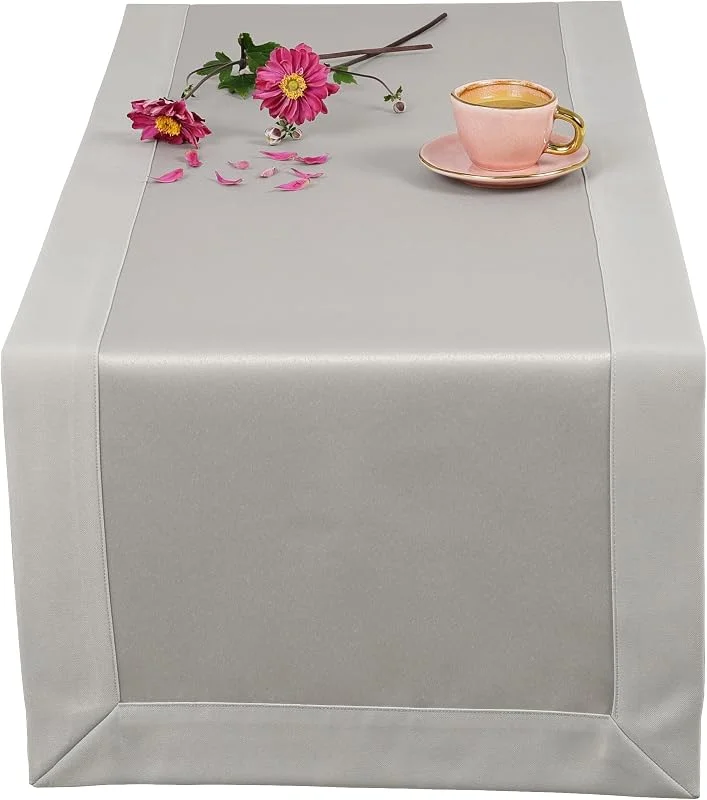 Marke: invitta Tischläufer Classic Elegance Grau 40x80 cm, Uni Glatt Elegant mit 5 cm Kuvertsaum Fleckabweisend mit Lotuseffekt 100% Polyester, O5 H200 3267 — Küche & Haushalt