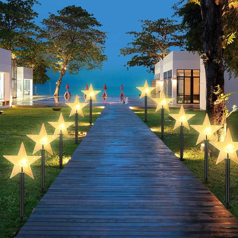 Besuche den Jaxguom-Store 10 Stück LED Garten Leuchtstäbe Stern Weihnachtsbeleuchtung