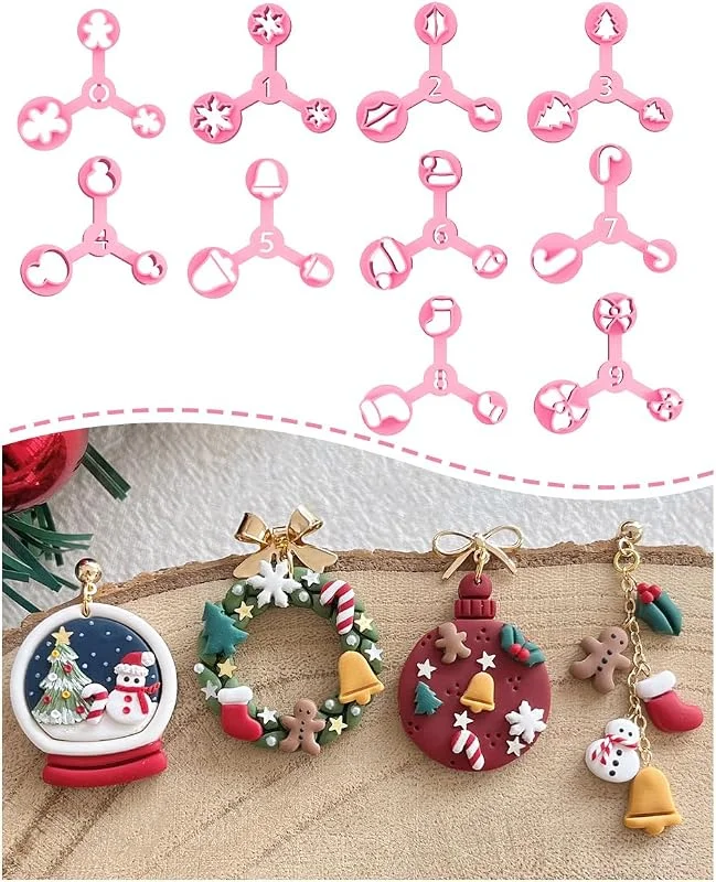 Besuche den Keoker-Store Keoker Mini-Modelliermassen-Ausstechformen für Weihnachten, 10 Formen, Weihnachts-Tonschneider für Polymer-Ton-Schmuck, 3 Größen (Mikro. Mini, klein), Dekoration für Winterohrringe — Weihnachtskueche