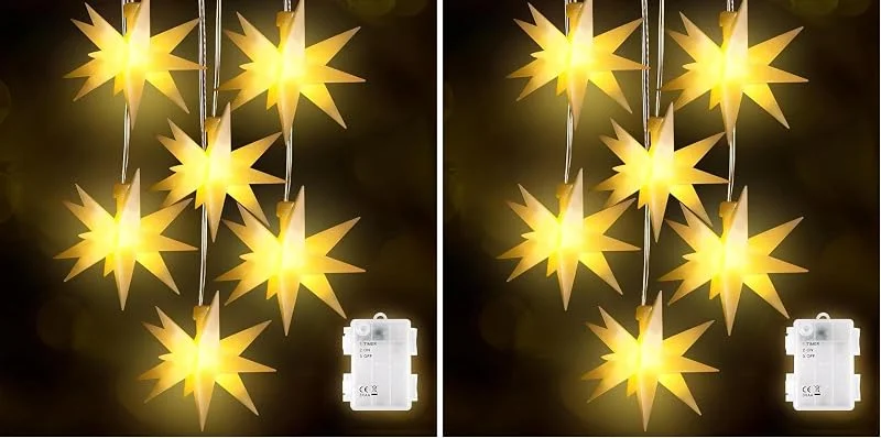 Besuche den SALCAR-Store SALCAR 6er Set LED Weihnachtsstern Beleuchtet Außen Innen, LED Stern Batterie Weihnachtsdeko, 3D Leuchtstern Weihnachten Fenster Outdoor, Warmweiß (Packung mit 2)