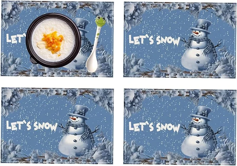 Marke: Generisch Weihnachtliche Platzsets, 4 Stück, waschbar, Feiertagstischmatten mit — Küche & Haushalt