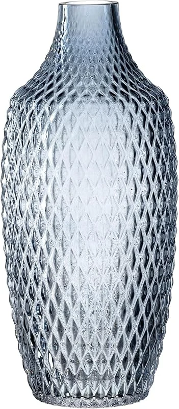 Besuche den LEONARDO HOME-Store Leonardo Poesia, Vase aus Glas, blau, elegante, moderne Deko-Vase mit strukturierter Oberfläche, Unikat, Höhe: 30 cm, 018678, 1 Stück — Kerzenlicht Abendessen