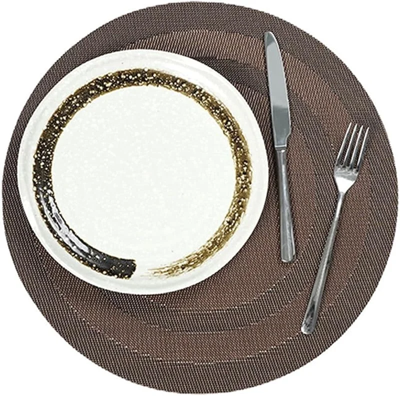 Besuche den Epinki-Store Epinki Tischset Vintage Rund, 2Pcs Set PVC Platzsets Weihnachten Gewebt Kreis Muster Anti-Rutsch, Tischmatte Esstisch Kaffee für Restaurant Speisetisch Platz-Matten, 38CM — Küche & Haushalt
