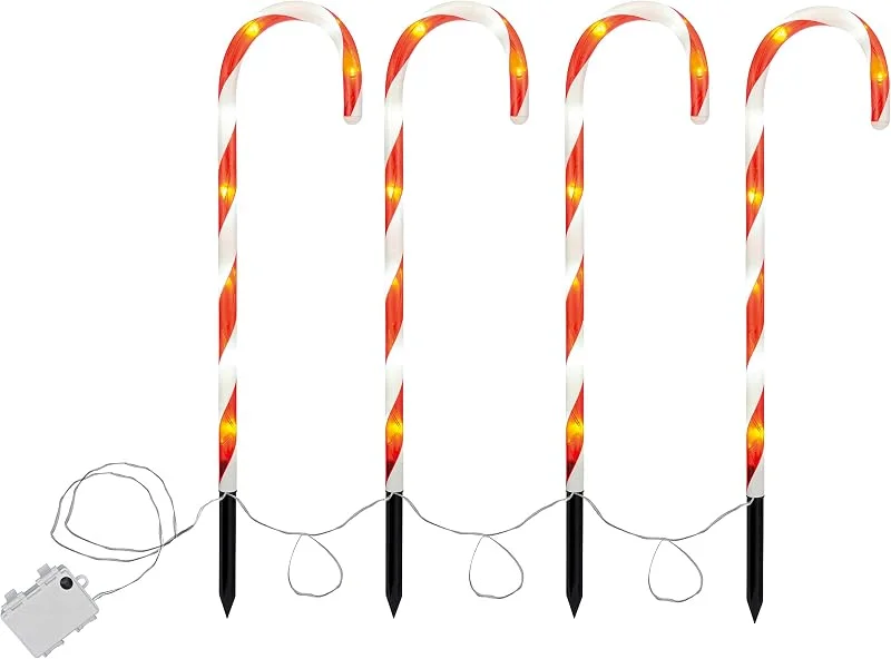 Besuche den Bambelaa!-Store Bambelaa! LED Zuckerstange Gartenstecker Rot Weiß Weihnachtsdeko Aussen Garten Beleuchtet (Batterie (AA)) — Weihnachtsbeleuchtung