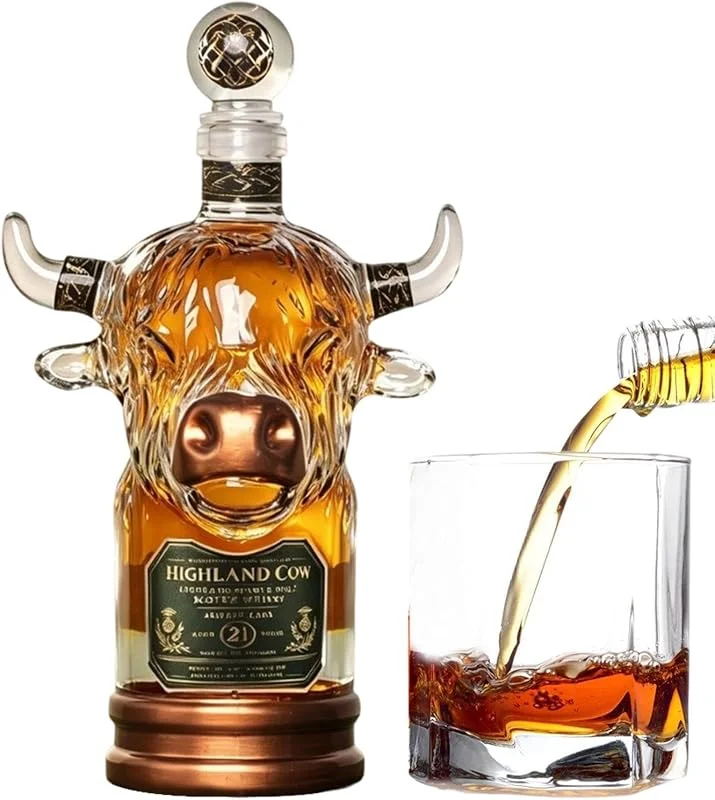 Marke: Generisch Whiskey-Dekanter – 350 ml Kuhkopf, Heimdekoration, Likörbelbelüfter, Glas — Wein und Festtafel