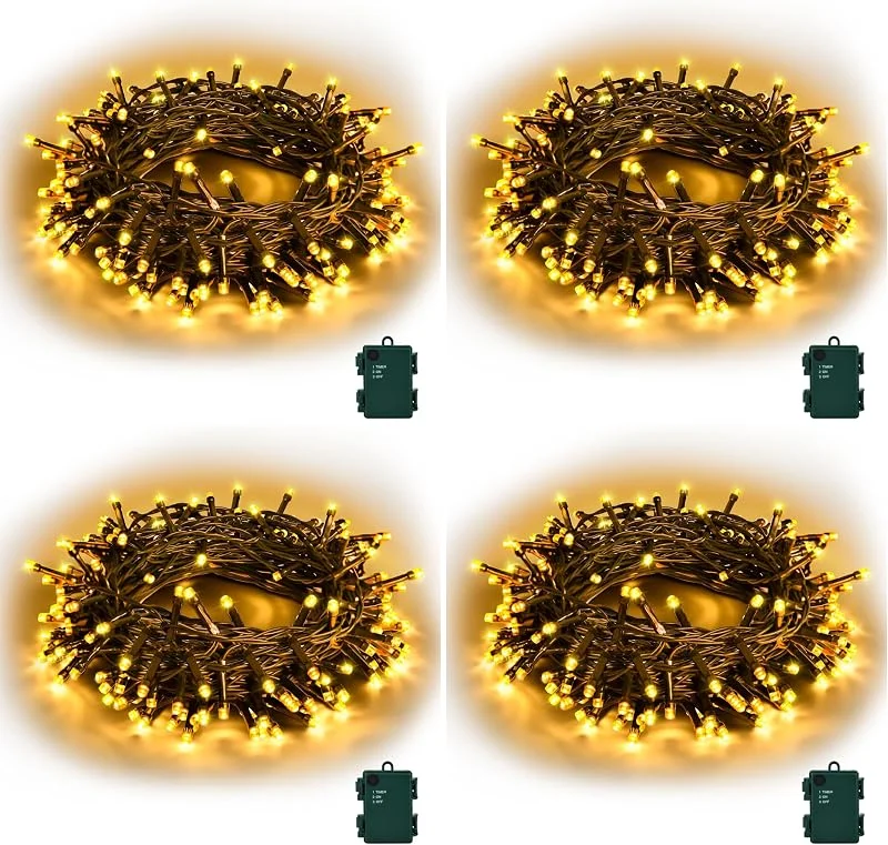 Besuche den Etopgo-Store Lichterkette Outdoor Batterie, 5M 50LED Lichterketten Außen Batterie mit Timer, IP65 Wasserdicht Lichterkette für Innen Außen, Weihnachtsbaum, Garten, Partys (Packung mit 4) — Weihnachtsbeleuchtung