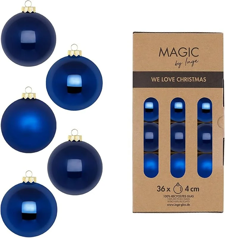 Besuche den Inge-glas-Store Weihnachtskugeln Glas 4cm 36 Stück - matt & glänzend - Kleine Christbaumkugeln Weihnachtsbaumkugeln für Weihnachten - Christbaumschmuck & Weihnachtsbaumschmuck Königsblau - Royal Blue — Weihnachtsdeko