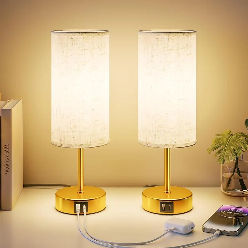 Besuche den UPXNBOR-Store Nachttischlampe Touch 2er Set, Tischlampe Dimmbar mit Ladefunktion — Kerzenlicht Abendessen