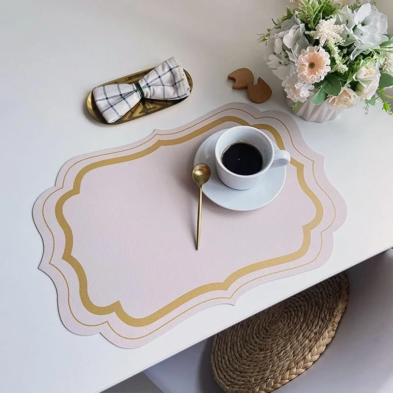 Besuche den Epinki-Store Epinki Tischsets Platzsets Abwaschbar Weihnachtlich, 2Pcs Set 30x45CM Platzset Weihnachten Unregelmäßig aus PU Leder, Tischuntersetzer Abwaschbar Weihnachten Gelb für Esstisch, Antifouling — Küche & Haushalt