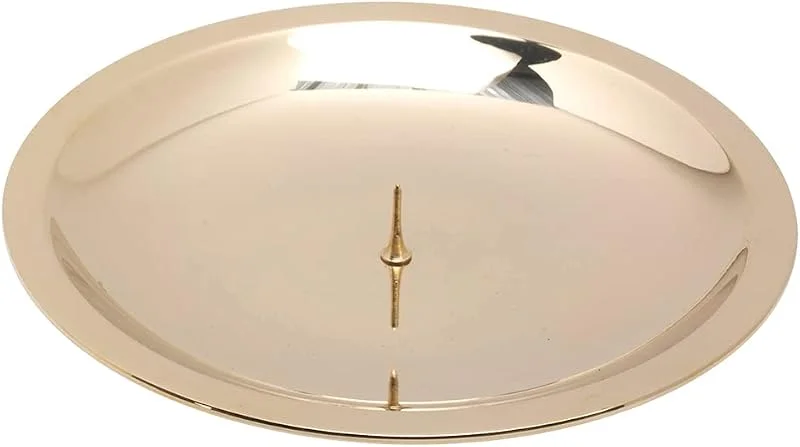 Besuche den NKlaus-Store NKlaus Kerzenteller Ø 13cm aus Messing, Gold poliert, mit Dorn — Kerzenlicht Abendessen