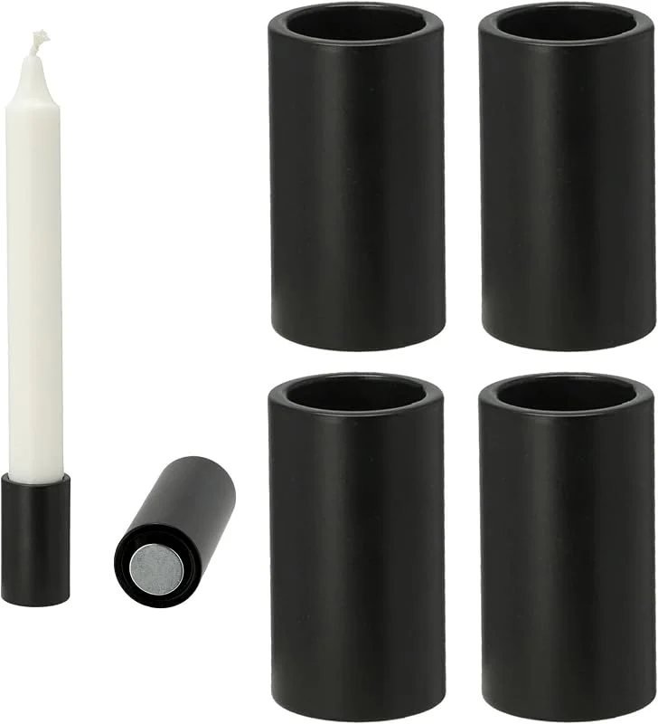 Besuche den Novaliv-Store Novaliv 4X Kerzenständer magnetisch 2, 8x5cm SCHWARZ Kerzenhalter Stabkerzen Magnet Tafelkerzen weihnachtliche Tischdekoration Adventskranz Candle Holder Kerzenpick Wohnzimmerdekoration — Kerzenlicht Abendessen