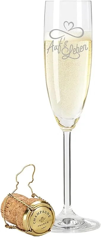 Besuche den GRAVURZEILE-Store GRAVURZEILE Sektglas mit Gravur Auf's Leben - Stimmungsglas - Lustiges & Originelles Geschenk - Geeignet für Champagner & Sekt — Wein und Festtafel