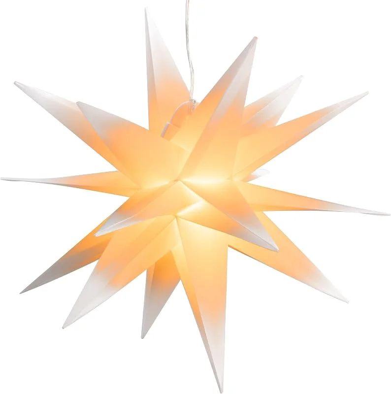 Marke: Nipach GmbH Weihnachtsstern weiß PVC 10 LED warm weiß Ø 35 cm- 3D Lichter-Stern Dekostern Fensterdeko Dekostern Weihnachtsdeko Batterie Timer Xmas-Deko