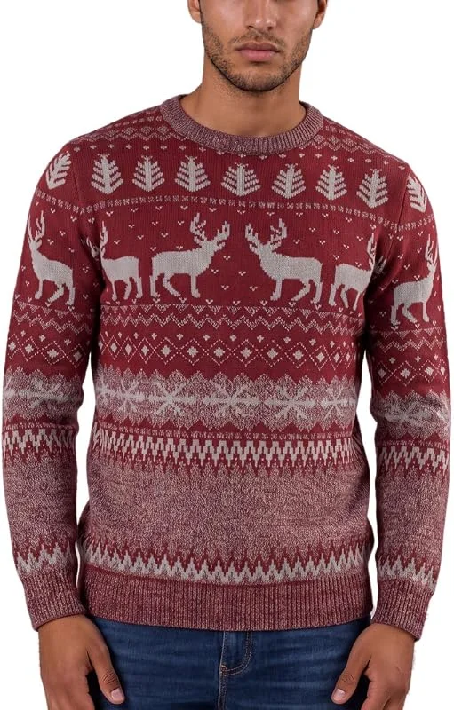 Marke: Xact Xact Herren Weihnachtspullover mit nordischem Fairisle-Muster und Rundhalsausschnitt — Weihnachtsmode