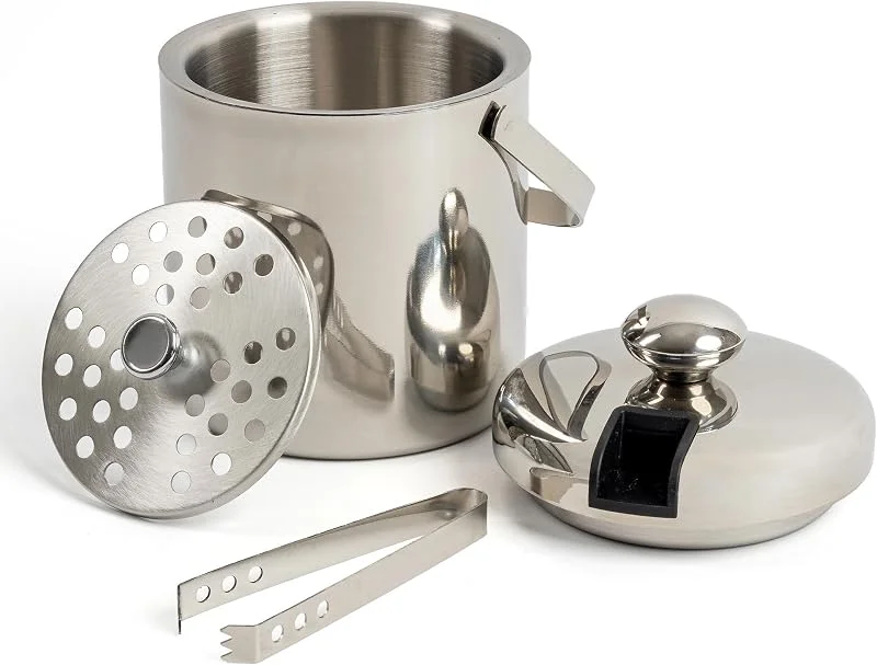 Besuche den Spetebo-Store Spetebo Edelstahl Eiseimer mit Deckel und Zange - Eiskühler Eiswürfeleimer Eiswürfelbehälter — Wein und Festtafel
