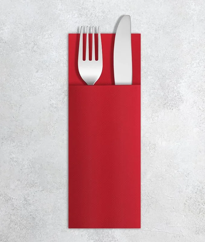 Marke: VelaHub Airlaid 50 Besteckservietten, Hochwertige, Einwegserviette, 32X40 cm, Rot — Advent und Tisch