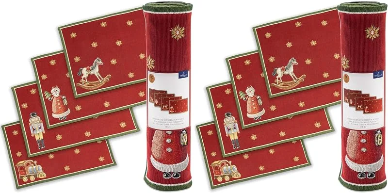 Villeroy & Boch - Toy's Delight Jubiläums-Set Gobelin Platzset 4-teilig Bunt, Weihnachten, Platzset für 4 Personen, Tischdeko, Weihnachtsmotiv, Baumwolle, Polyester (Packung mit 2) — Küche & Haushalt