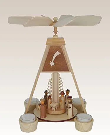 Besuche den Rudolphs Schatzkiste-Store Rudolphs Schatzkiste Pyramide Christi Geburt Natur mit Teelichtern HxBxT 32x22x25, 5cm NEU Weihnachtspyramide Tischpyramide Tischdekoration Kerze Dekoration Weihnachten Wärmespiel Lichter Figur Holz — Weihnachtsdeko