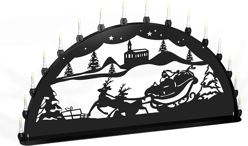 Marke: Colours-Manufaktur Außenschwibbogen Schwibbogen Lichterbogen Metall - Motiv: Weihnachtsmann - XXL 1, 5 Meter Breite Außen-Bereich schwarz * groß * Weihnachten Rentier — Weihnachtsdeko