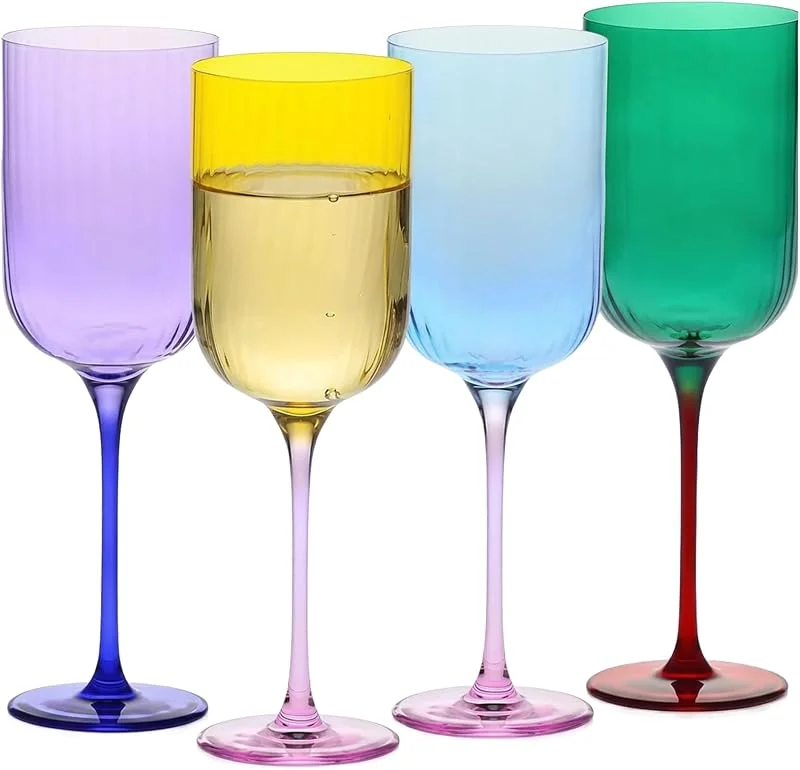 Besuche den Krosno-Store Weingläser 350 ml – 4er Set – Aurora Kollektion – Violett-Blau – Handgefertigt & Farbveredelt – Kristallglas – Elegant & Modern – Geschenk — Wein und Festtafel