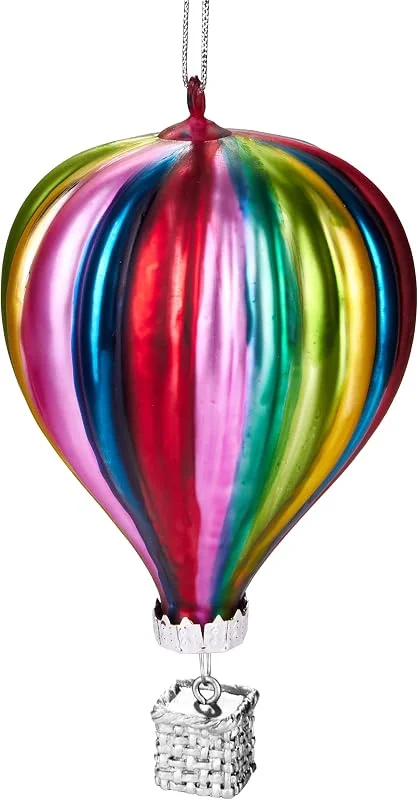 Besuche den BRUBAKER-Store BRUBAKER Heißluftballon Bunt - Handbemalte Weihnachtskugel aus Glas — Weihnachtsdeko