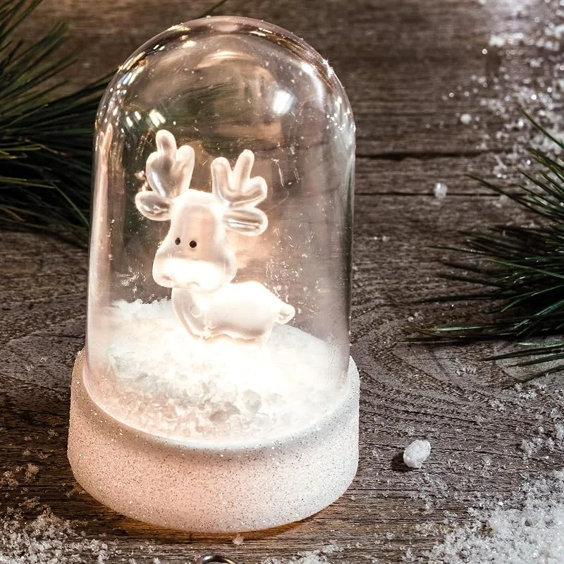 Besuche den hellum-Store hellum LED Glasglocke Acryl Rentier warmweiß, mit Batterie & Timer, innen — Weihnachtsbeleuchtung