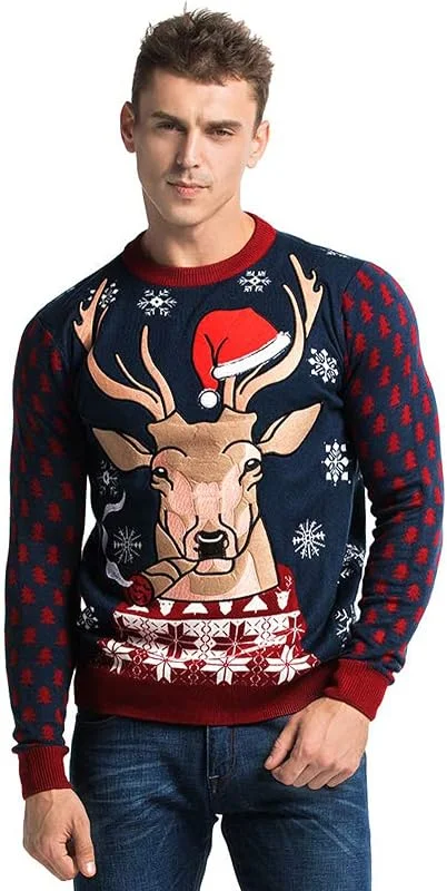 Besuche den U LOOK UGLY TODAY-Store U Look Ugly Today Herren Unisex Christmas Ugly Sweatshirt Men Women 3D Printing Santa Sweater Pullover — Weihnachtsmode