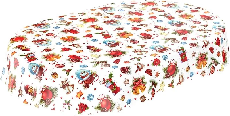 Besuche den ANRO-Store ANRO Tischdecke Weihnachten Weihnachtskugeln oval 180x140 cm Schnittkante — Küche & Haushalt