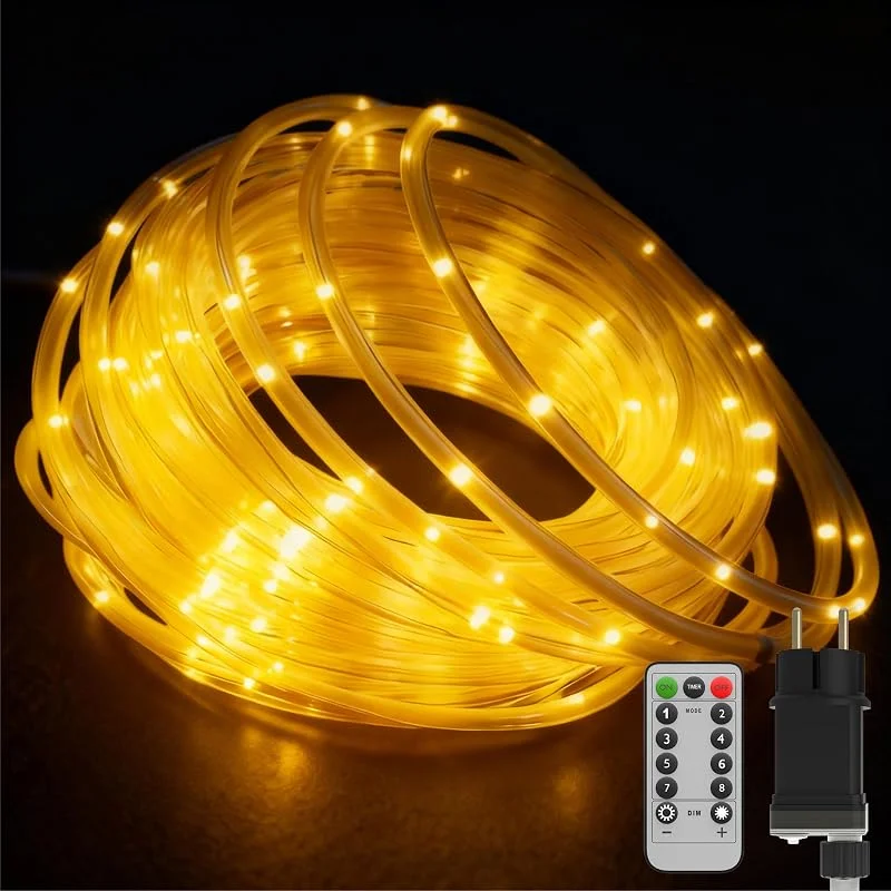 Marke: Suusolny 10m 100LEDs Lichterschlauch Dimmbar LED Lichterkette mit 8 Modi & Timer Schlauch Außen IP44 Wasserdicht Weihnachten Dekolicht LED Beleuchtung für Party Feier Weihnachtsbeleuchtung Warmweiß
