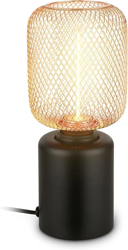 Besuche den BRILONER-Store BRILONER - Tischlampe mit Drahtgeflecht, Kabelschalter, Warmweiß, Lampe, Nachttischlampe, Tischleuchte, Dekolampe Flur, Bürolampe, Leselampe, Wohnzimmer, Schlafzimmer, 10 x 25 cm (DxH), Rosegold — Kerzenlicht Abendessen