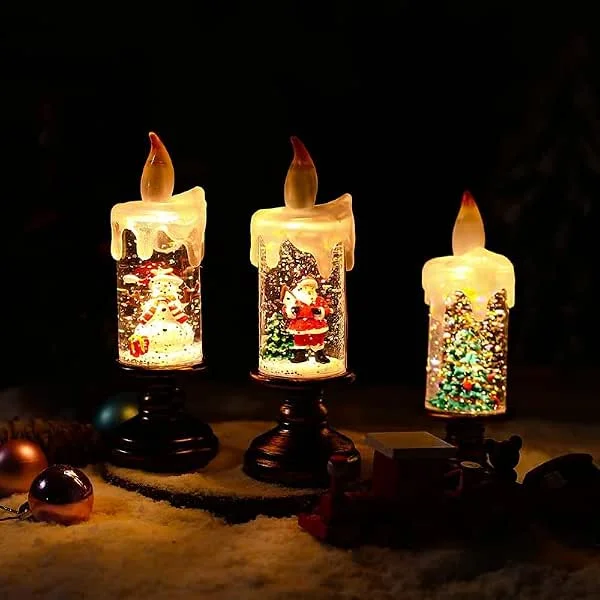 Marke: BSLVWG BSLVWG Flammenlose Kerzen, Weihnachtsdekoration mit Licht, 3 Stück, Weihnachtsmann, Weihnachtsbaum, Schneemann, Kerzen, LED-Flammen für Weihnachten, Heimdekoration — Weihnachtsbeleuchtung