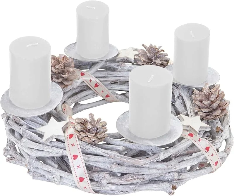 Marke: Mendler Mendler Adventskranz-AM rund - mit Kerzen, weiß — Advent und Tisch