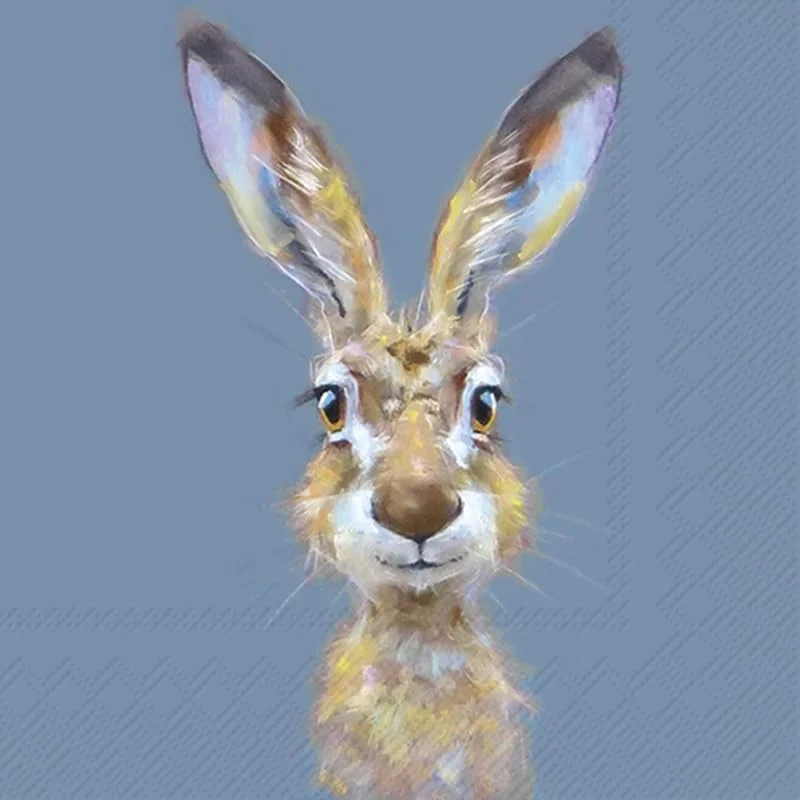 Marke: IHR Ideal Home Range GmbH IHR - L 1078840 - Lunch Servietten, Papier, 20 Stück, Rabbit Buster, Hase, blau, 33cm x 33cm, 3 Lagig — Advent und Tisch