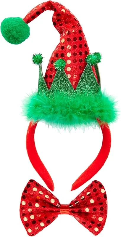 Besuche den W WIDMANN MILANO Party Fashion-Store WIDMANN - Mini Santa Claus Hat With 2 Bells And Bow Tie In Sequins, Adult Unisex, Party, Theme Parties — Weihnachtsmode