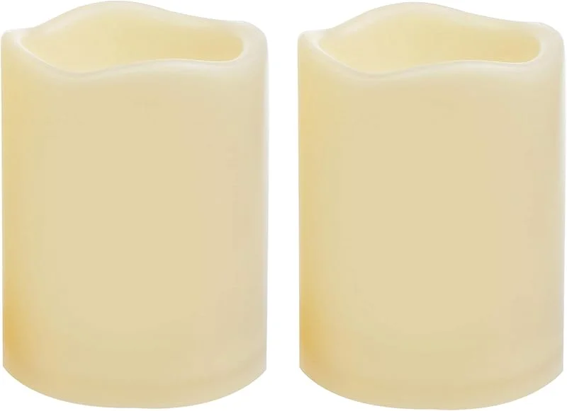 Besuche den CANDLE IDEA-Store 2 Stück 7, 5 x 10 cm Wasserdichte batteriebetriebene flammenlose LED-Säulenkerzen im Freien mit Timer flackern Plastikharz Elektrisches dekoratives Licht für Laterne Patio Garten Home Party Dekor — Advent und Tisch