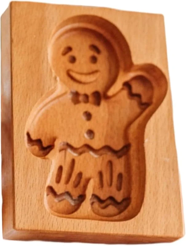 Marke: Joygoodta Keksformen aus Holz, Keksformen aus Holz, 3D-Lebkuchenmann-Prägestempel, Form für Weihnachten, Küche, DIY-Backwerkzeuge — Weihnachtskueche