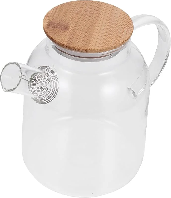 Marke: BESTOYARD Transparente Glas Karaffe mit Holzdeckel, 1600ml, Hitzebeständig — Wein und Festtafel