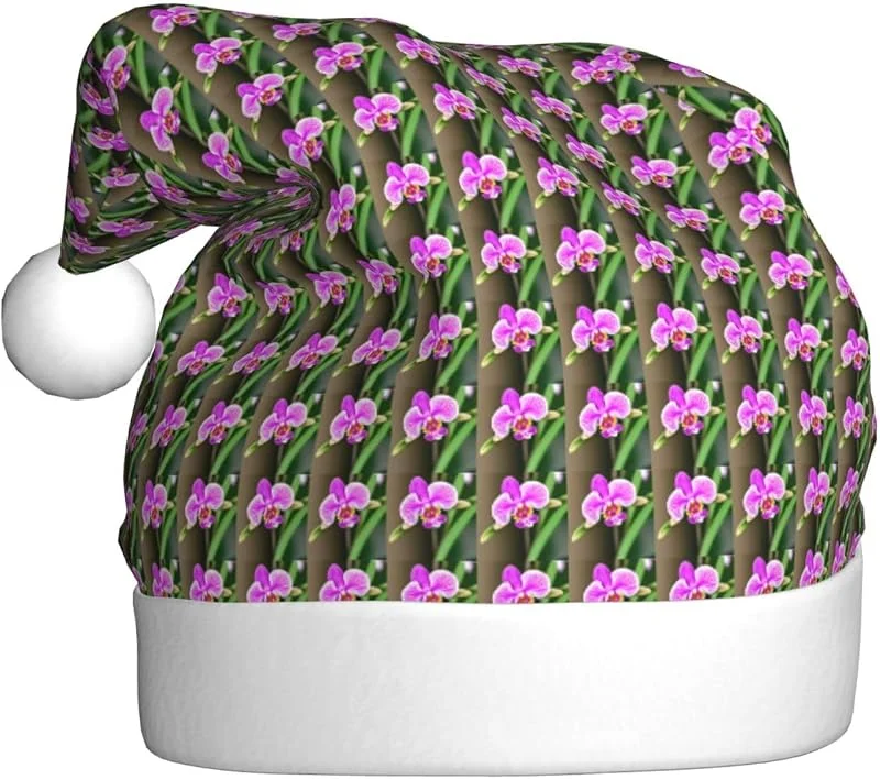 Marke: Tamiger Weihnachtsmützen mit Orchideen-Druck, saisonal festlich — Weihnachtsmode