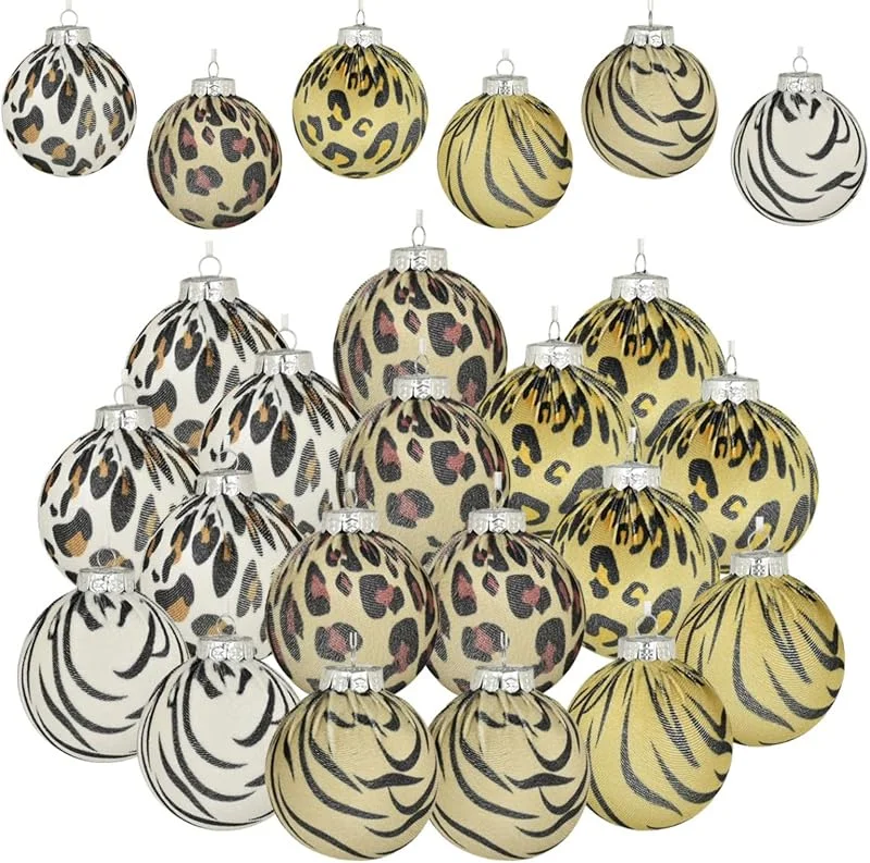 Marke: Ochine Ochine Leoparden-Themen-Weihnachtskugel-Ornamente, Weihnachtsbaumschmuck, bruchsicher, dekorativ, Leoparden-Tierdruck, hängende Kugel-Set, Weihnachtsbaum-Anhänger für Weihnachtsfeiertagsdekorationen — Weihnachtsdeko