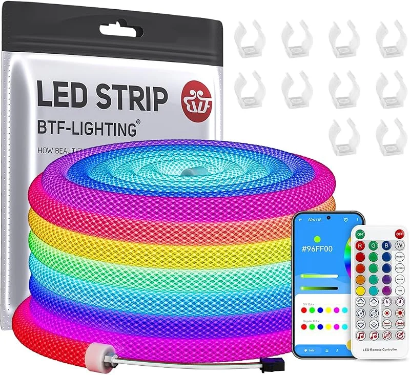 Besuche den BTF-LIGHTING-Store BTF-LIGHTING WS2811 RGB adressierbare 360 Grad Neon LED Tube Kits 5M 5V — Weihnachtsbeleuchtung
