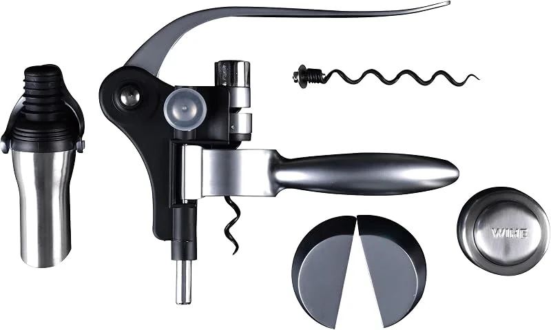 Besuche den Bergner-Store BERGNER Weinexperte - Comnplete Game Lovers of Wine 1 Wine Operator - 1 Cutter Aluminepapier - 1 Edelstahlweinkappe - 1 Vertender und Kappe - 1 zusätzliche Schraube — Wein und Festtafel