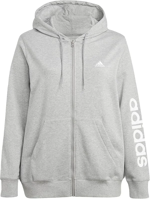 Adidas Damen Essentials Linear Full-Zip French Terry Hoodie (Plus Size) Trainingsjacke mit Kapuze — Weihnachtsmode