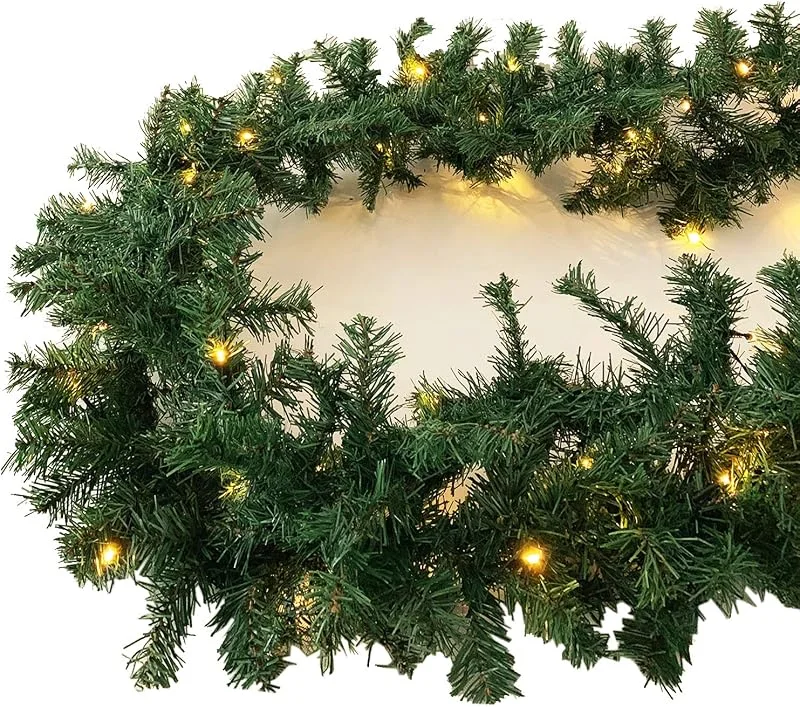 Besuche den Mojawo-Store Tolle Weihnachtsbeleuchtung Girlande beleuchtet batteriebetrieben Tannengirlande 35 LED Lichterkette 270 cm Weihnachten innen und außen — Weihnachtsdeko